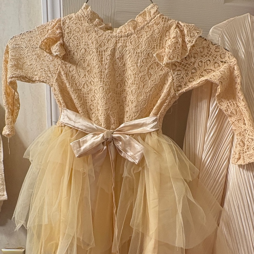 Lace and Tulle Dress with Bow